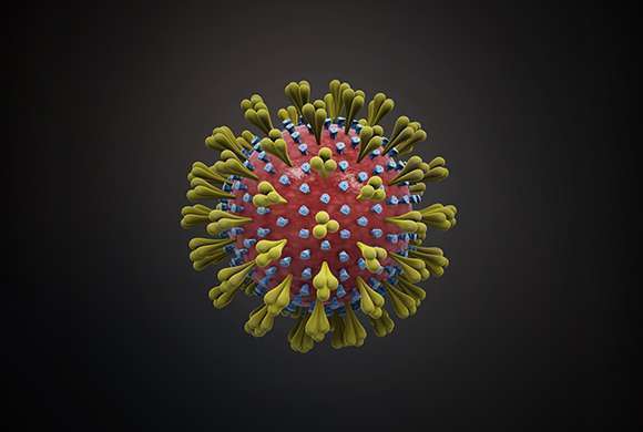 Imagem apresenta ilustração de um coronavirus