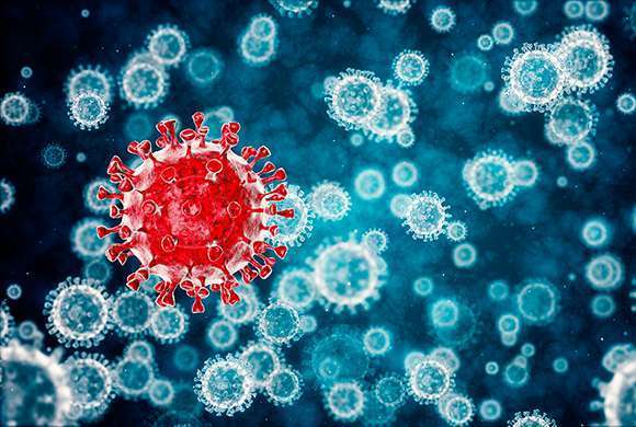 Ilustração com imagem de corona vírus