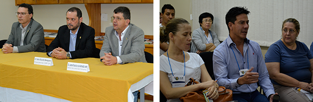 Mesa de debates e o dr. Marcos Fabrício China, participando das discussões