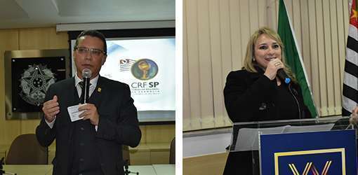 Dr. Marcos Machado, presidente do CRF-SP, e a Dra. Luciana Canetto Fernandes, secretária-geral