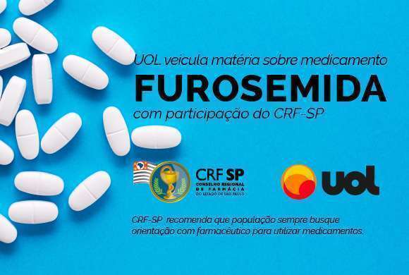 Quadro azul com comprimidos a esquerda e a direita o nome do medicamento Furosemida
