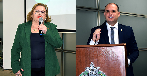 Dra. Zilamar Costa (coordenadora do Fórum dos Conselhos Federais da Área da Saúde) e Dr. Gustavo Pires (diretor secretário-geral do CFF)