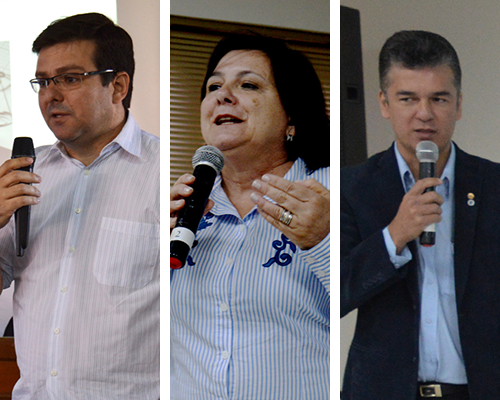 Autoridades presentes nos eventos: Dr. Alexander Stafy Franco, secretário da Saúde de Barretos; Dra. Eliana Mori Honain, secretária da Saúde de Araraquara e Dr. Jéferson Yashuda, presidente da Câmara de Vereadores de Araraquara 