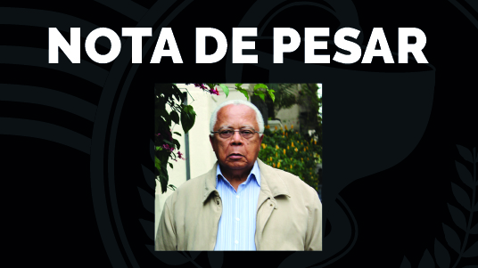 Foto mostra o rosto de Dr. Sebastião Patrocínio e a frase acima Nota de Pesar