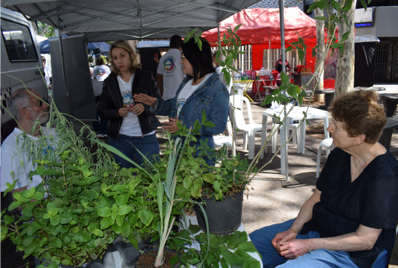 Dra. Nilsa Wadt, coordenadora do GTT de Plantas Medicinais e Fitoterápicos e Dra. Esther Caroline Cerqueira, que também integra o GTT durante orientação e experiência sensorial com planats medicinais 